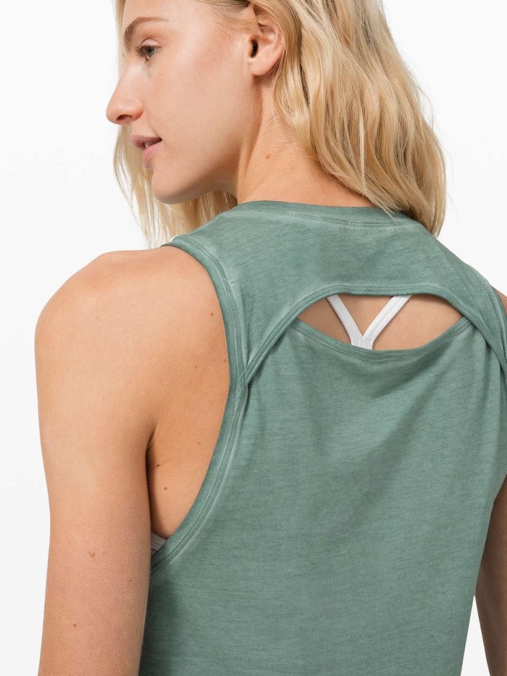 Lululemon Cut Back Crop Tank *Wash Washed Tidewater Teal
